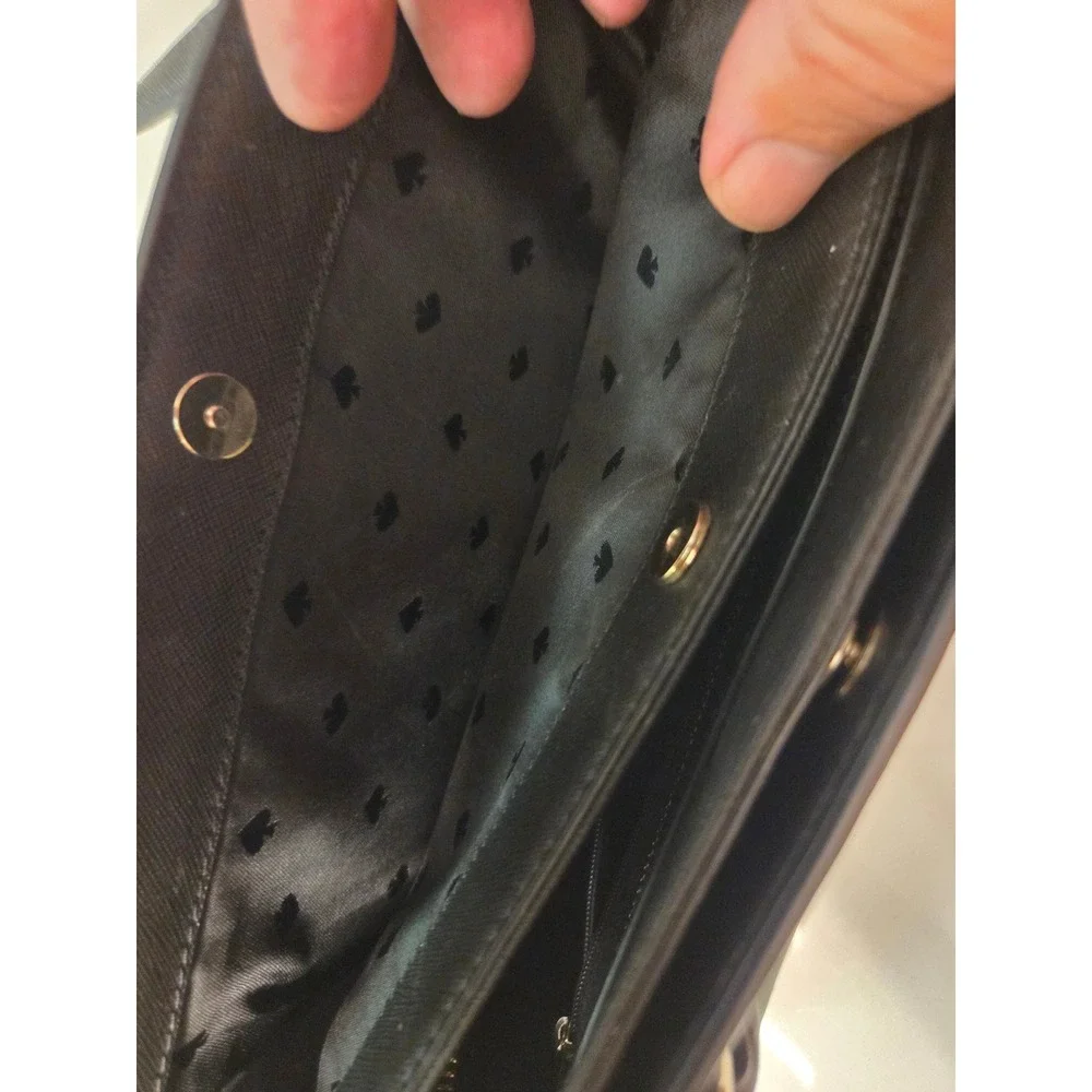 Kate Spade New York Black Saffiano Leather Triple Compartment Satchel Handbag